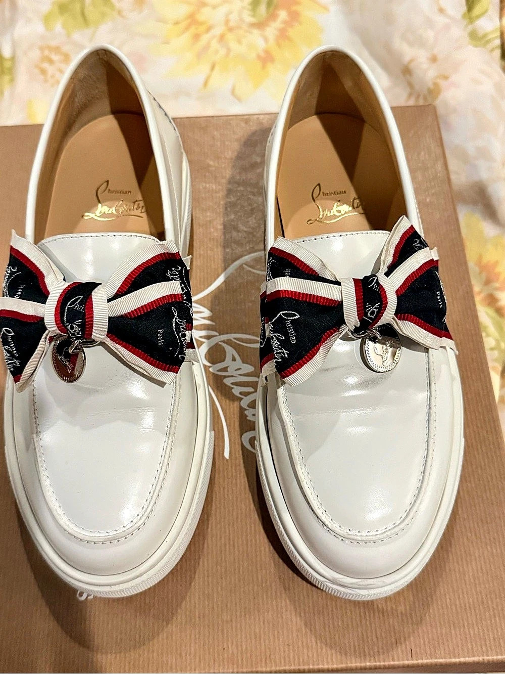 Christian Louboutin Penny Donna Loafers White Patent Loafers
